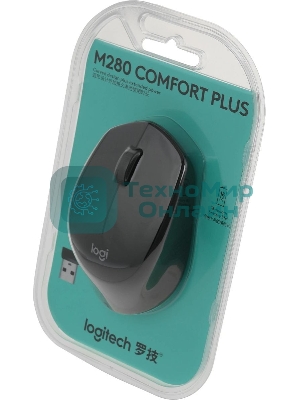 Мышь беспроводная Logitech M280 черный, 1000 dpi, радиоканал, USB, кнопки - 3
