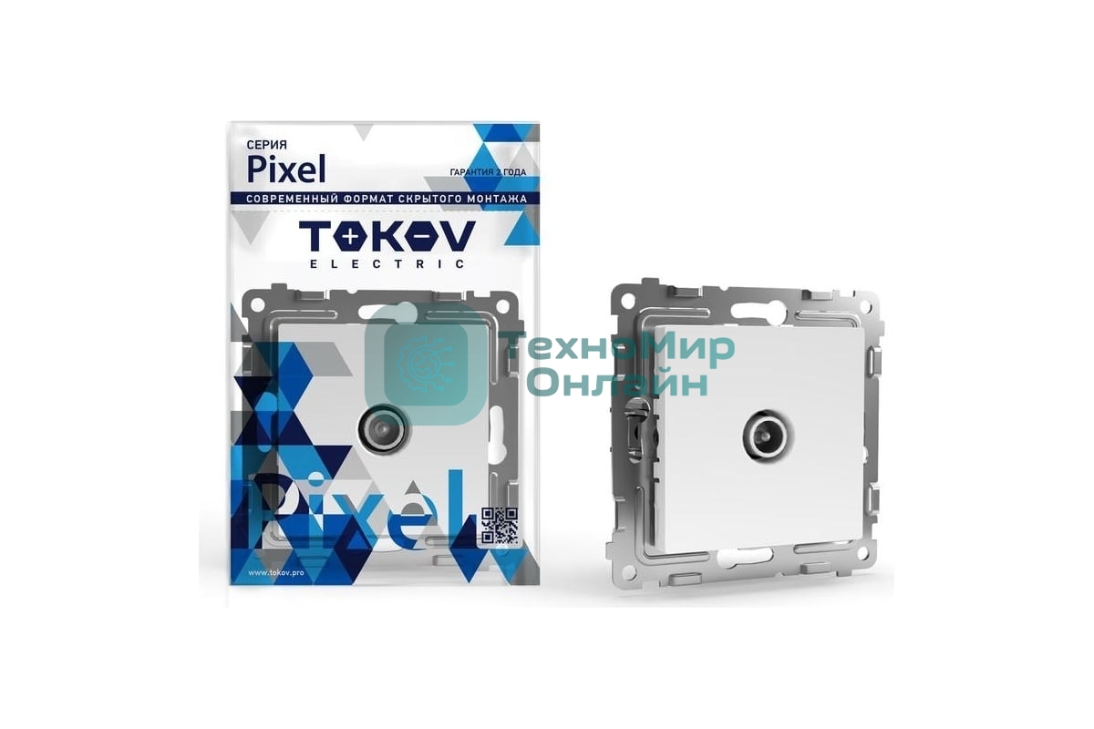 Розетка телевизионная TOKOV ELECTRIC проходная СП Pixel 4DB механизм белый
