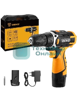 Дрель-шуруповерт Deko DKCD12V, 12 В, 1,5 Ач, 32 Нм, щеточный
