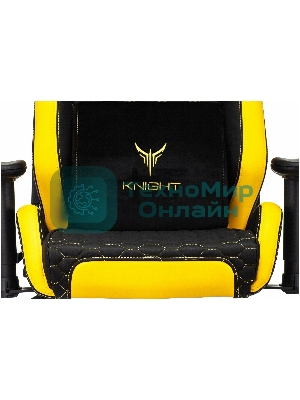 Кресло Knight Neon черный/желтый, экокожа, 120 кг, механизм качания