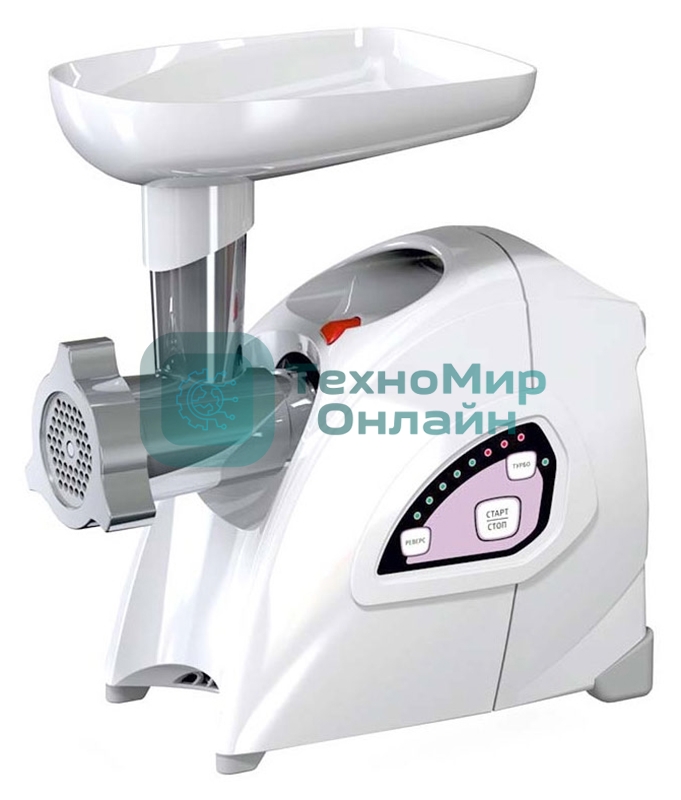 Мясорубка электрическая Аксион М642.03 белый, 2000 Вт, 3 кг/мин, реверс, защита от перегрузки, насадки - 4