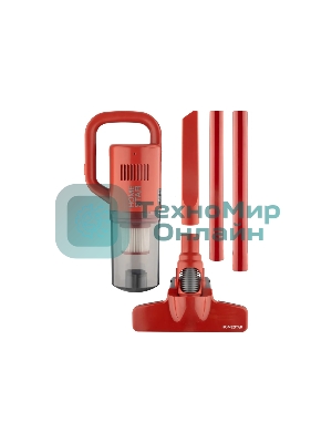 Пылесос вертикальный Homestar HS-1027 красный, питание от аккумулятора, 200 Вт, уборка сухая, пылесборник 1.5 л