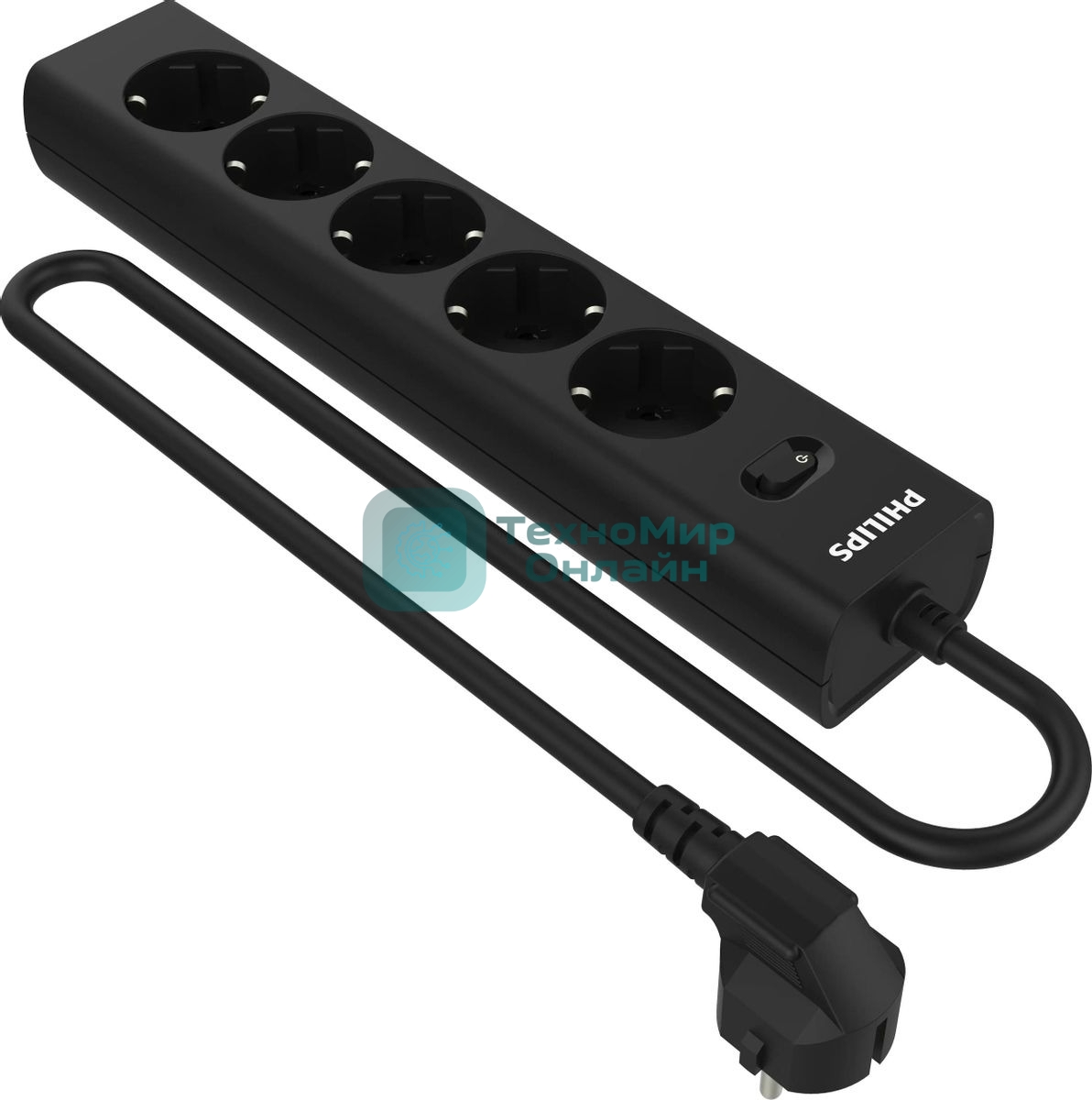 Сетевой фильтр Philips CHP2155BA/51, 2 м, 5 розеток, черный