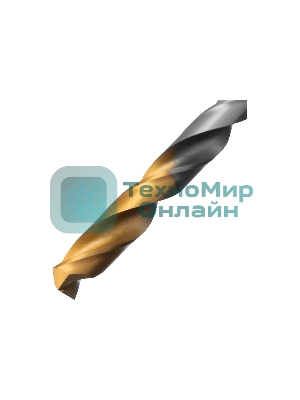 Сверло спиральное по металлу Denzel 8 х 165 мм, Р6М5, Golden Tip, удлиненное