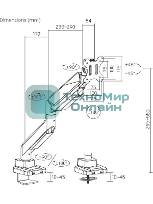 Кронштейн для мониторов Ultramounts UM717 серебристый 17