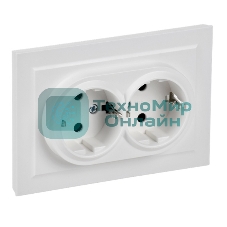 Розетка 2-м IEK BR-R24-16-K91-F СП BRITE РСш12-3-БрАБ 16А в сборе с заземл. защ. шторки арктич. бел.