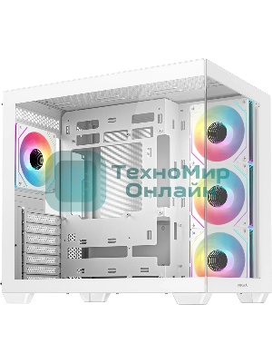 Компьютерный корпус Deepcool CG530 4F WH без БП, боковое окно (панорама), 3x120мм ARGB Reverce вентилятора на боковой стенке, 1x120мм ARGB вентилятор сзади, белый, ATX