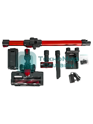 Пылесос вертикальный Supra VCS-5080 красный/серый, питание от аккумулятора, 250 Вт, уборка сухая, пылесборник 0.8 л