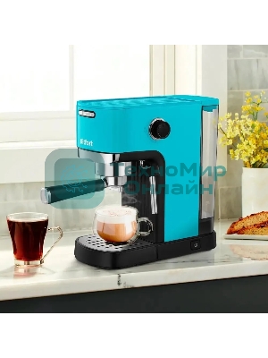 Кофеварка рожковая Kitfort КТ-7461 бирюзовый/черный, исп. кофе - молотый, 1.2 л, 1350 Вт, 20 бар