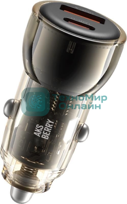 Автомобильное зарядное устройство AKSBERRY (6900286350018) X101 TYPE-C(30w)+USB-A(30W), черный