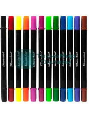 Фломастеры для скетчинга Silwerhof Create 11.5мм 169мм двойной пишущий наконечник, вентилируемый колпачок, 12 цветов, пакет с европодвесом