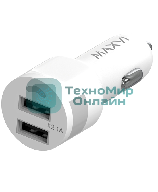 Автомобильное зарядное устройство Maxvi CCM-212 Plus T белый 2.1A