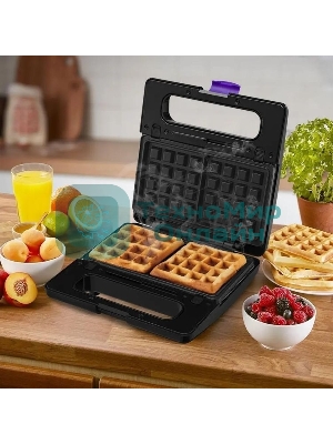 Вафельница Kitfort КТ-3611 800Вт черный/фиолетовый