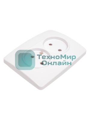 Розетка ЭРА 2X2P, 16A-250В, IP20, белый (10/100/1600)
