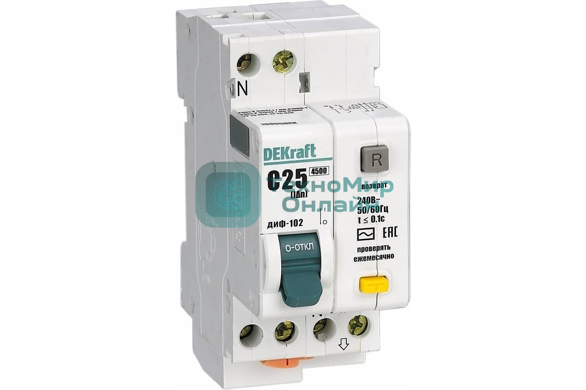 Выключатель автоматический дифференциального тока 1Р+N 32А 30мА тип AC х-ка С ДИФ-102 4,5кА Диф. автомат 1Р+N 32А 30мА тип AC х-ка С ДИФ-102 4,5кА