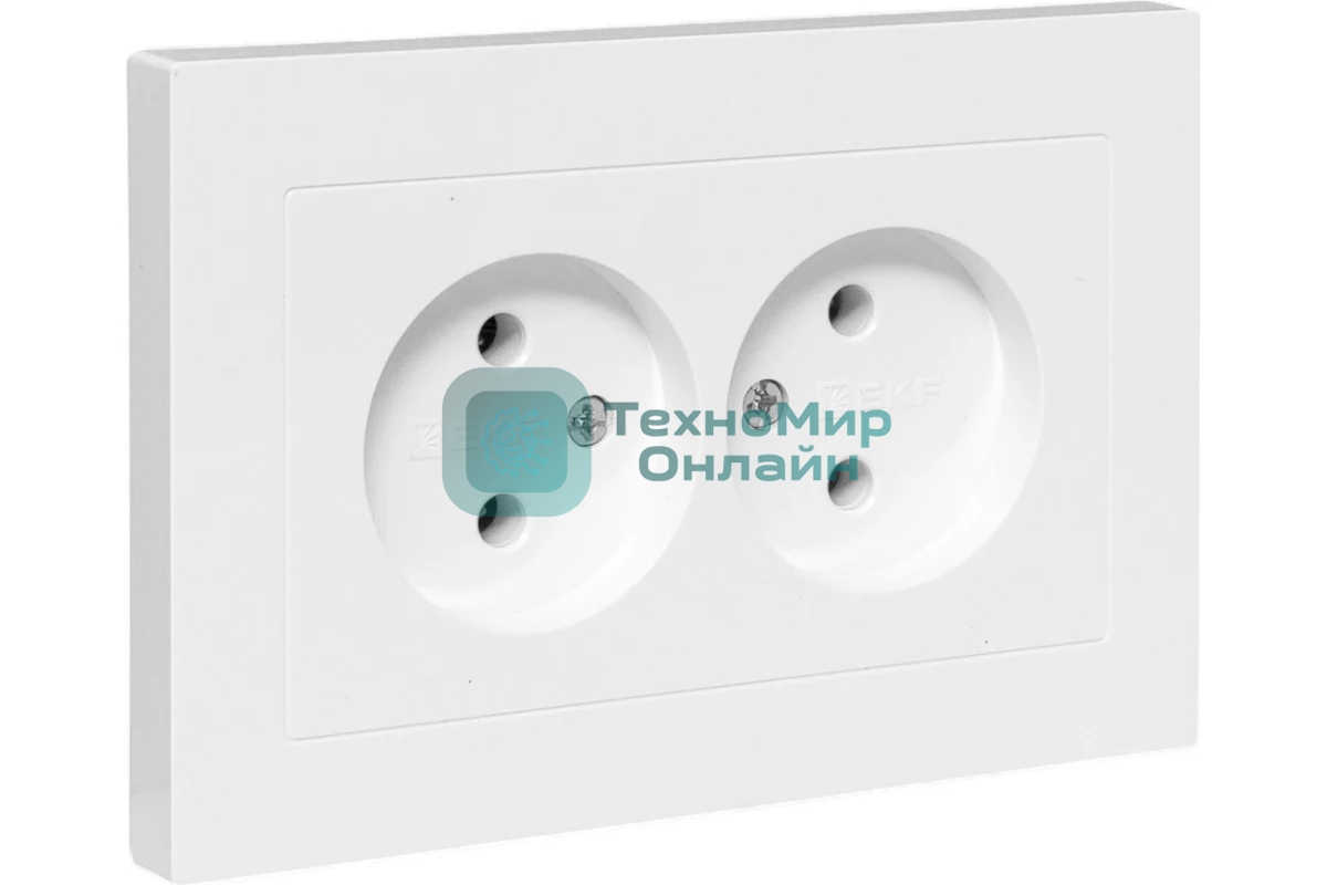 Розетка 2-м EKF UP1-SOW-200 СП Эпика 16А без заземл. без защ. шторок с рамкой механизм бел.