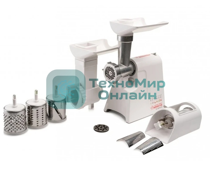Мясорубка электрическая ЛЕПСЕ Гамма-7-01-02 белый, 700 Вт, 0.6 кг/мин, защита от перегрузки, насадки - 5
