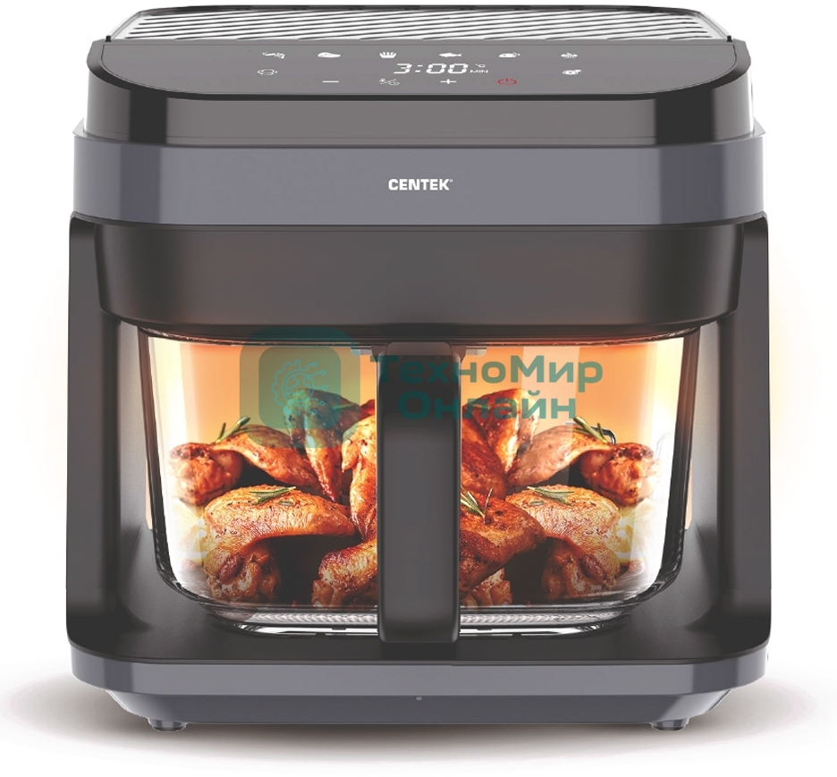 Аэрогриль Centek CT-3101 черный, 1350 Вт, 5.5 л, сенсор, 7 программ