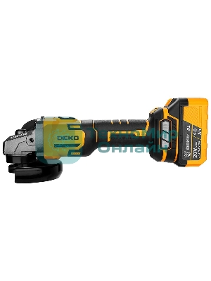 Угловая шлифовальная машина бесщеточная DEKO DKAG-125, 20В, 2*4.0Ач