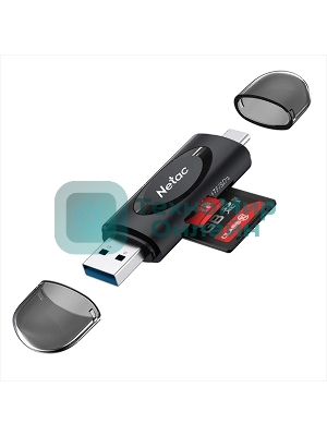 Кард-ридер Netac WK14/черный/Micro SD/Micro SDHC/Micro SDXC/SD/SDHC/SDXC/USB Type-A/USB Type-C/пластик