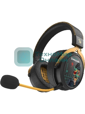 Гарнитура Bloody MR595 Renegade чёрный, беспроводная + проводная, Bluetooth/радиоканал/USB-C, до 135 ч, подсветка, съёмный микрофон