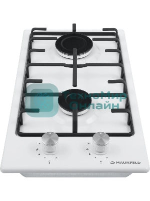 Газовая варочная панель Maunfeld EGHE.32.3EW/G, 2 конфорки, эмалированная сталь, белый