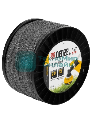 Леска для триммера Denzel двухкомпонентная витой квадрат, 2,0мм х 357м, на DIN катушке EXTRA CORD