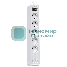 Сетевой фильтр QUMO Power Bar 5SP4U (P-0005), белый