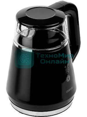 Чайник Centek CT-0019, 1100 Вт, стекло, черный и серебристый