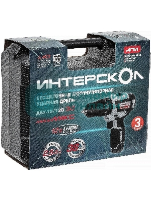 Дрель-шуруповерт аккумуляторная бесщеточная ИНТЕРСКОЛ ДАУ-10/12В 38 МиниМАКС 767.2.2.45 Li-ion, кейс, 2 аккум., 2,5 А·ч, ЗУ