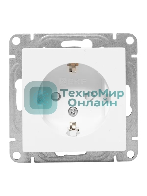 Механизм розетки EKF UP1-SOW-111 16А, с заземлением, со шторками, белый Эпика