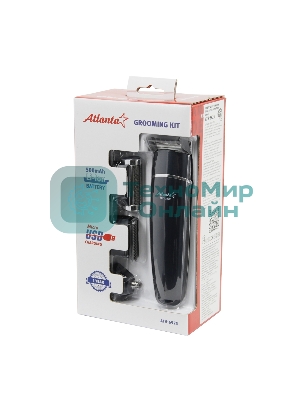 Машинка для стрижки волос ATH-6925 син, сеть, 10Вт, нож из титана, 4 насадки, возможность регулировки