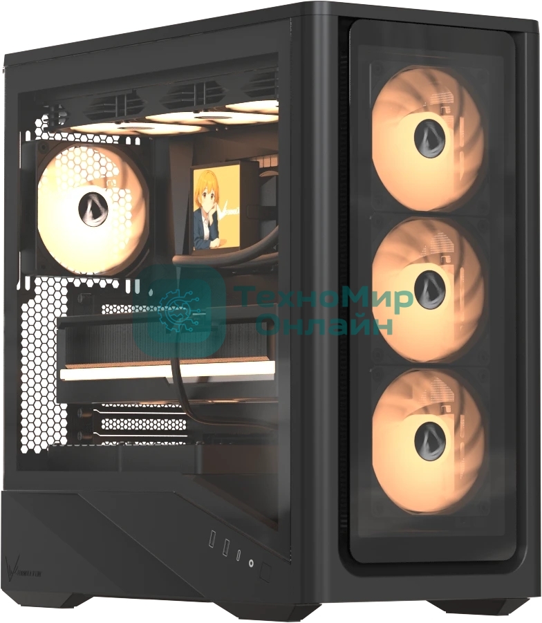 Компьютерный корпус Aerocool \ Formula V Line Air Power G9 DUO PA Black, ATX, TYPE-C*1, USB3.0*2, MESH/GLASS FRONT PANEL, FRONT 3x PERFORMANCE ARGB, REAR 1x PERFORMANCE ARGB