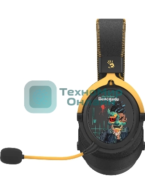 Гарнитура Bloody MR595 Renegade чёрный, беспроводная + проводная, Bluetooth/радиоканал/USB-C, до 135 ч, подсветка, съёмный микрофон