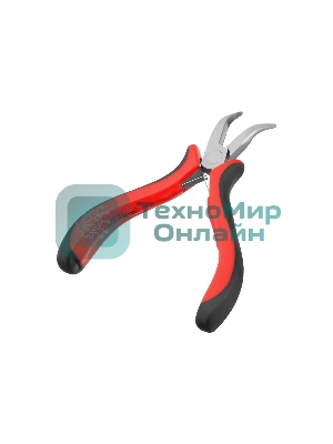 Длинногубцы Matrix Mini, 130 мм, никелированные, изогнутые, авторазжим, двухкомпонентные рукоятки