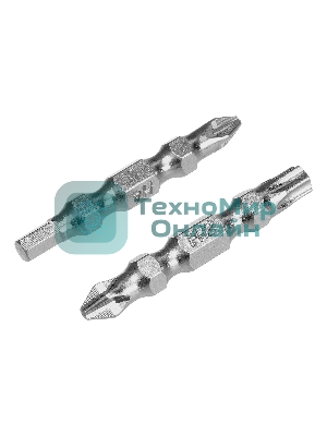 Набор бит двухстор. Gross PH2-T30х45мм, PZ2-H4х45мм, сталь S2, 2 шт.