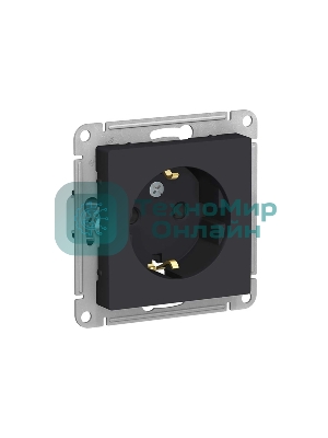 Механизм розетки 1-м СП AtlasDesign с заземл. защ. шторки 16А карбон SchE ATN001045
