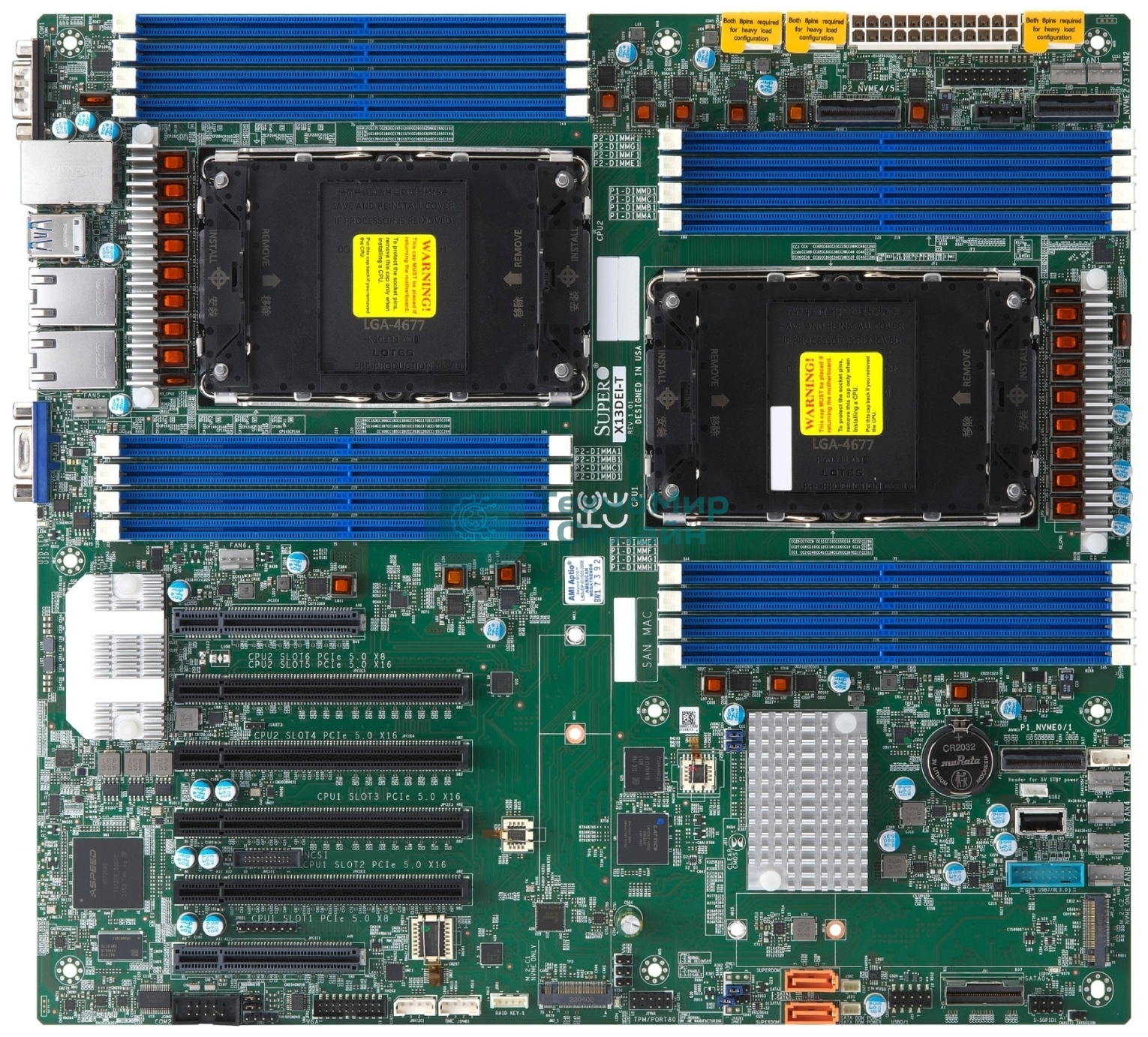 Материнская плата Supermicro MBD-X13DAI-T-B, сокет LGA4677, Intel C741, DDR5, 16xDDR5, 5xPCIe 5.0 x16, 2xM.2, 2xSATA, E-ATX