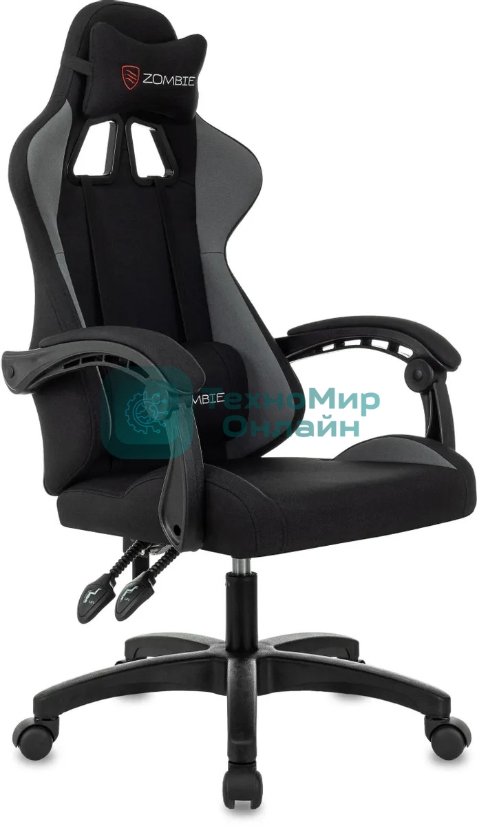 Кресло Zombie Void черный/серый, экокожа, 120 кг, механизм качания