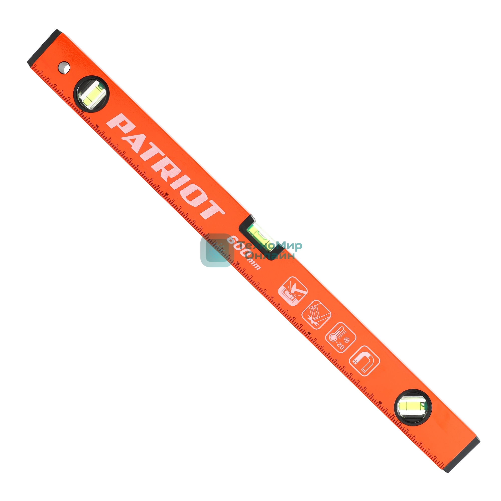 Уровень PATRIOT LRP-600, магнитный, алюминиевый фрезерованный, усиленный, 600мм