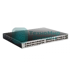 Коммутатор D-Link DGS-3130-54PS/B2A, PROJ L2+ Managed Switch with 48 10/100/1000Base-T ports and 2 10Gbase-T ports and 4 10Gbase-X SFP+ ports (48 PoE ports 802.3af/802.3at (30 W), PoE Budget 370W, PoE Budget wit