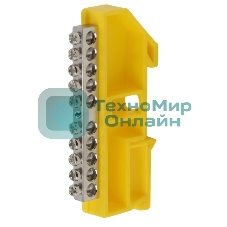 Шина ЭРА NO-222-92-1 PE земля на DIN-изоляторе ШНИ-6х9-10 никелированная Д-желтый