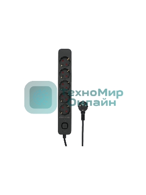 Сетевой фильтр Гарнизон 2.0 EPS-5-B-3 5р, 10А, 3 м, ур.защиты 2+, черный, пакет (21443)