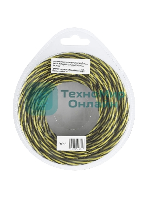 Леска для триммера Denzel двухкомпонентная витая квадратная, 3,0мм х 12м, блистер SkyCutter