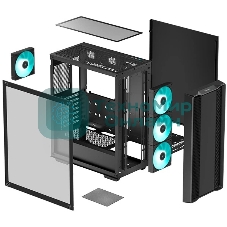 Корпус ATX Deepcool CC560 V2 черный, без БП, боковая панель из закаленного стекла, USB 3.0, USB 2.0, audio