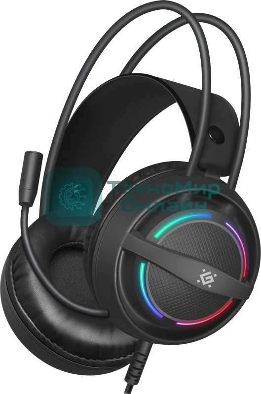 Гарнитура Defender Dexter RG чёрный, проводная, USB / 2 x mini jack 3.5 мм, подсветка