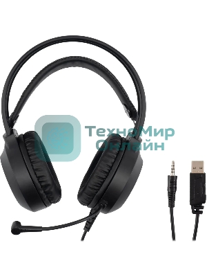 Гарнитура проводная с микрофоном Оклик HS-L300G Black черный 2.2м мониторные USB оголовье (1796949)