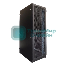 Шкаф серверный напольный 48U (600 1000) дверь перфорированная, задние двойные перфорированные, черный