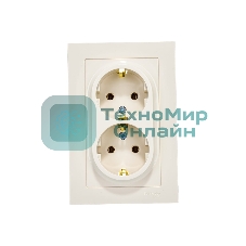 Розетка 2-м AtlasDesign с заземл. 16А в сборе беж. SchE ATN000224