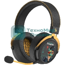 Гарнитура Bloody MR595 Renegade чёрный, беспроводная + проводная, Bluetooth/радиоканал/USB-C, до 135 ч, подсветка, съёмный микрофон